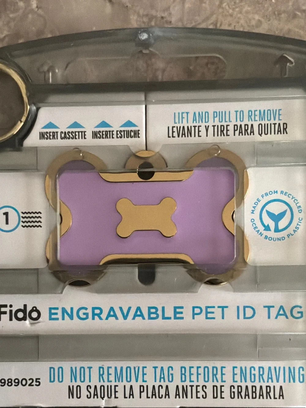 Engravable Pet ID Tag - Purple with Gold Accents